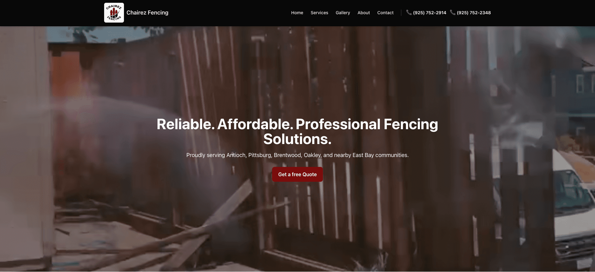 Chairez Fencing website shown across desktop and mobile layouts